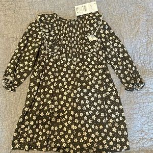 Green muted hue. Zara dress. Ages 4-5 yo. With beige flowers.